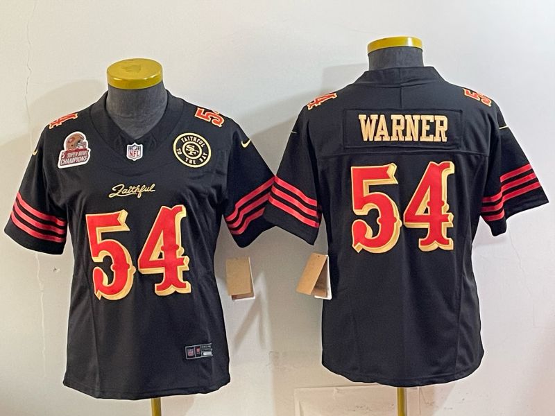 Youth 2026 San Francisco 49ers #54 Warner Black gold Nike Limited NFL Jersey style 002